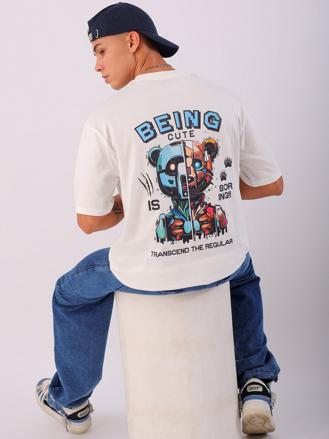 Shop Men's Back Printed Oversized T-shirt Online.