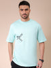 Men's Green Boxy Oversized Graphic Back Printed Round Neck T-shirt