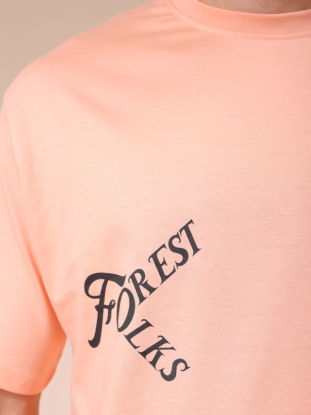 Men's Peach Oversized Graphic Back Printed T-Shirt