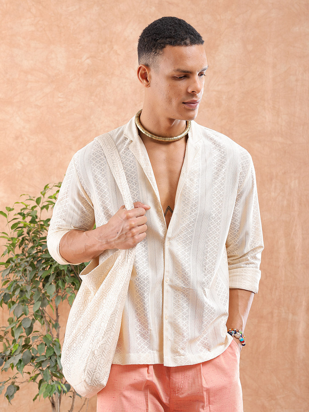 Shop Men's Textured Relaxed Fit Shirt Online.