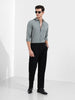 Men's Black Relaxed Fit Casual Textured Trousers