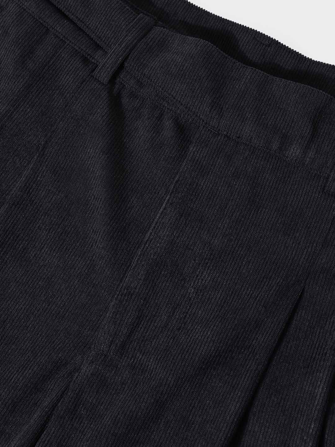 Men's Black Relaxed Fit Casual Textured Trousers