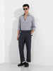 Men's Grey Relaxed Fit Casual Textured Trousers
