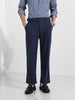 Men's Blue Relaxed Fit Casual Textured Trousers