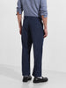 Men's Blue Relaxed Fit Casual Textured Trousers