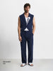 Men's Blue Relaxed Fit Textured Casual Coordinates
