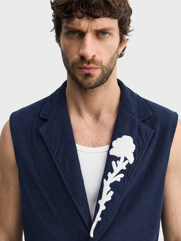 Men's Blue Relaxed Fit Textured Casual Coordinates