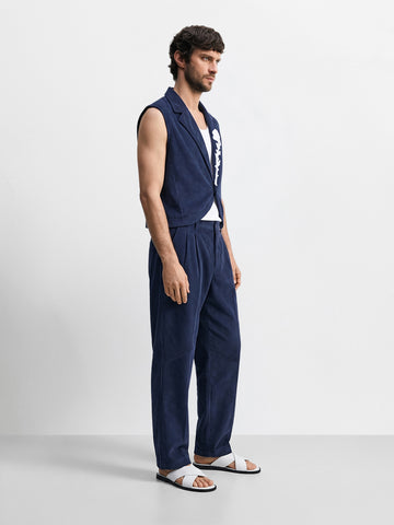 Men's Blue Relaxed Fit Textured Casual Coordinates