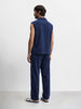 Men's Blue Relaxed Fit Textured Casual Coordinates