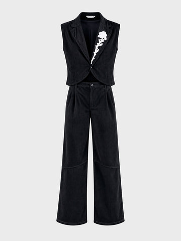 Men's Black Relaxed Fit Textured Casual Coordinates
