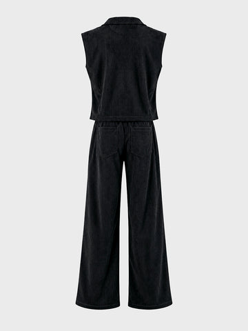 Men's Black Relaxed Fit Textured Casual Coordinates