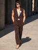 Men's Brown Relaxed Fit Textured Casual Coordinates