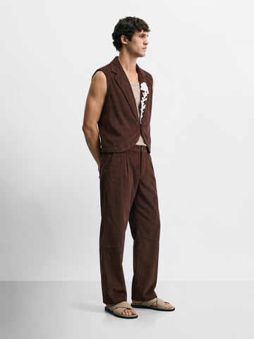 Men's Brown Relaxed Fit Textured Casual Coordinates