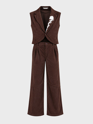 Men's Brown Relaxed Fit Textured Casual Coordinates