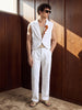 Men's White Relaxed Fit Textured Casual Coordinates
