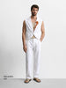 Men's White Relaxed Fit Textured Casual Coordinates