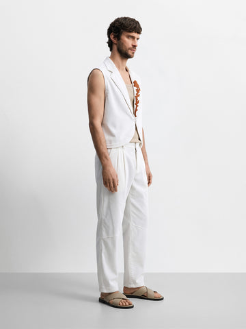 Men's White Relaxed Fit Textured Casual Coordinates