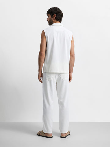 Men's White Relaxed Fit Textured Casual Coordinates