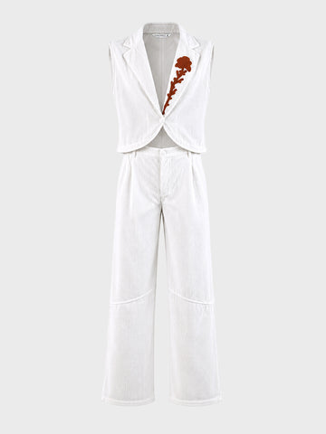 Men's White Relaxed Fit Textured Casual Coordinates