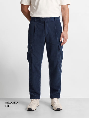 Men's Blue Relaxed Fit Solid Casual Cargo