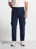 Men's Blue Relaxed Fit Solid Casual Cargo