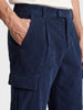 Men's Blue Relaxed Fit Solid Casual Cargo