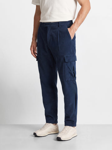 Men's Blue Relaxed Fit Solid Casual Cargo
