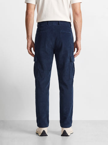 Men's Blue Relaxed Fit Solid Casual Cargo
