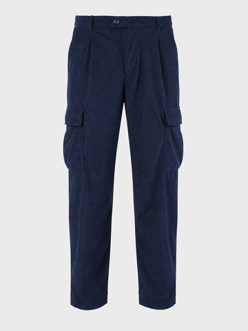 Men's Blue Relaxed Fit Solid Casual Cargo