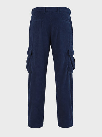Men's Blue Relaxed Fit Solid Casual Cargo