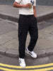 Men's Black Relaxed Fit Solid Casual Cargo