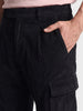 Men's Black Relaxed Fit Solid Casual Cargo