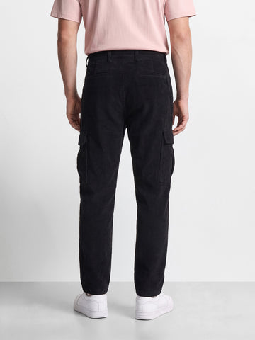 Men's Black Relaxed Fit Solid Casual Cargo