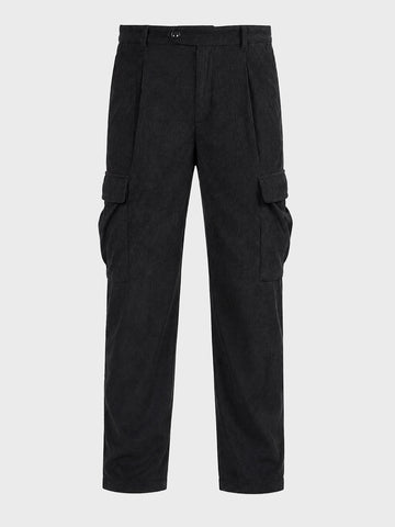 Men's Black Relaxed Fit Solid Casual Cargo