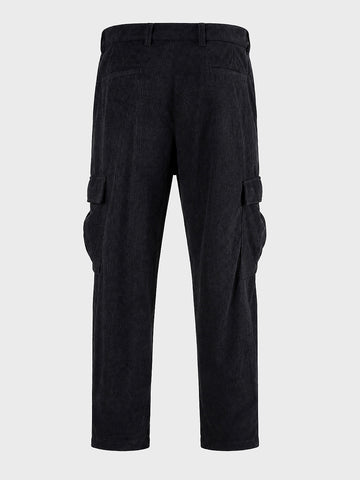Men's Black Relaxed Fit Solid Casual Cargo