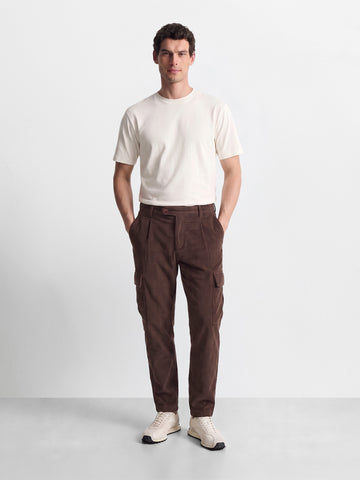 Men's Brown Relaxed Fit Solid Casual Cargo