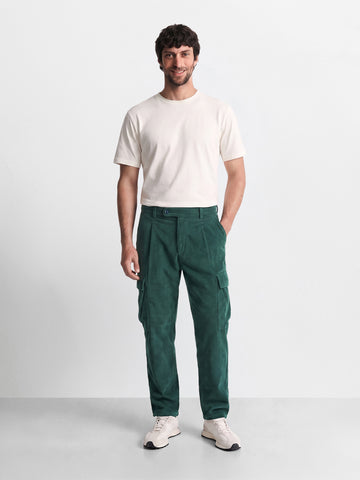 Men's Green Relaxed Fit Solid Casual Cargo