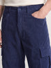 Men's Blue Wide Leg Fit Solid Casual Cargo