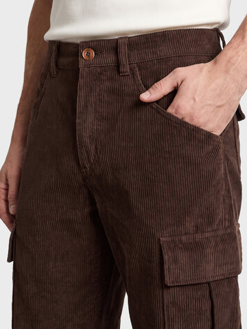 Men's Brown Wide Leg Fit Solid Casual Cargo
