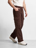 Men's Brown Wide Leg Fit Solid Casual Cargo