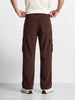 Men's Brown Wide Leg Fit Solid Casual Cargo