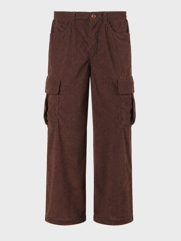 Men's Brown Wide Leg Fit Solid Casual Cargo
