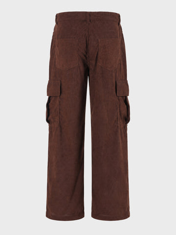 Men's Brown Wide Leg Fit Solid Casual Cargo