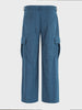 Men's Blue Wide Leg Fit Solid Casual Cargo