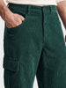Men's Green Wide Leg Fit Solid Casual Cargo