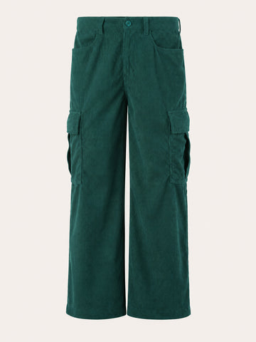 Men's Green Wide Leg Fit Solid Casual Cargo