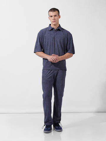 Men's Navy Blue Relaxed Fit Textured Street Coordinates
