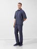 Men's Navy Blue Relaxed Fit Textured Street Coordinates