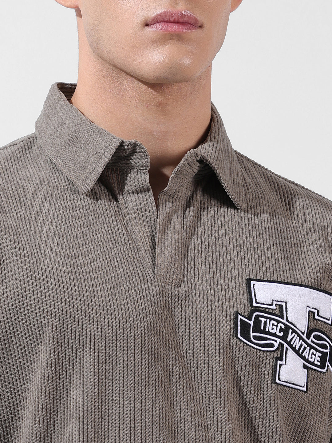 Men's Grey Relaxed Fit Solid Varsity Coordinates