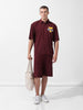 Men's Maroon Relaxed Fit Solid Varsity Coordinates